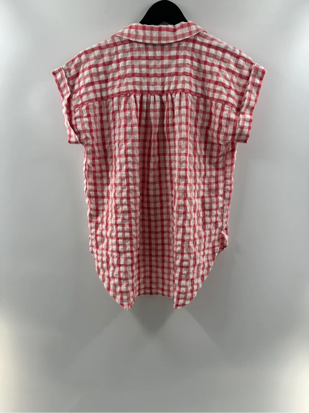 LOFT Red Gingham Button Down Top Women's Small Tie Front Blouse - Picture 7 of 9